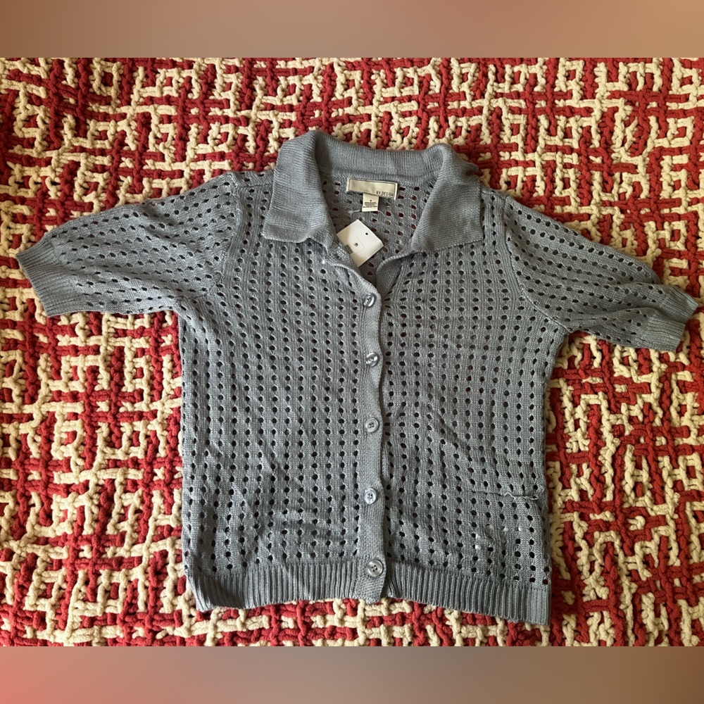 Stylish Blue Knit Cardigan by Design